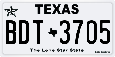 TX license plate BDT3705