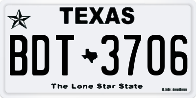 TX license plate BDT3706