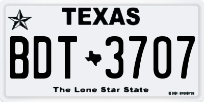 TX license plate BDT3707