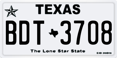 TX license plate BDT3708