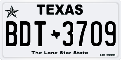 TX license plate BDT3709