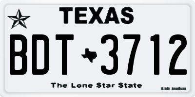 TX license plate BDT3712