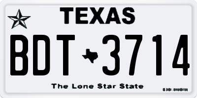 TX license plate BDT3714