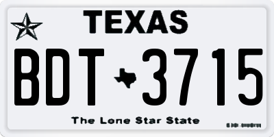 TX license plate BDT3715