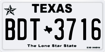 TX license plate BDT3716