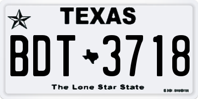 TX license plate BDT3718