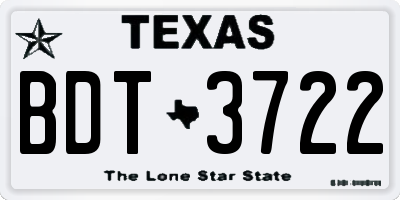 TX license plate BDT3722