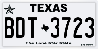 TX license plate BDT3723