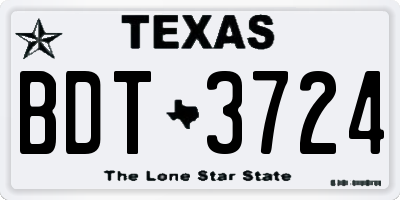 TX license plate BDT3724
