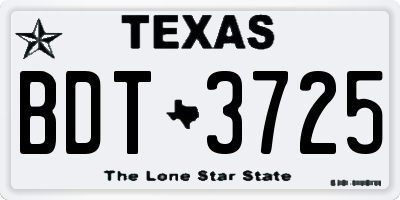TX license plate BDT3725