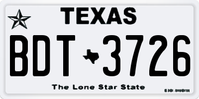 TX license plate BDT3726