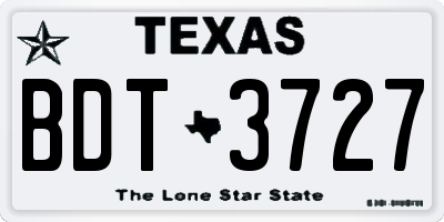TX license plate BDT3727