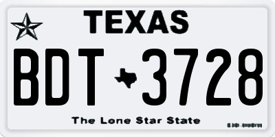 TX license plate BDT3728