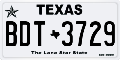 TX license plate BDT3729