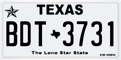 TX license plate BDT3731