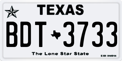 TX license plate BDT3733