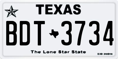 TX license plate BDT3734