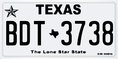 TX license plate BDT3738