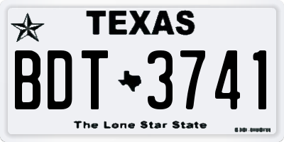 TX license plate BDT3741