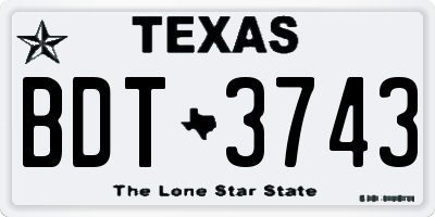 TX license plate BDT3743