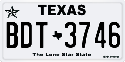 TX license plate BDT3746