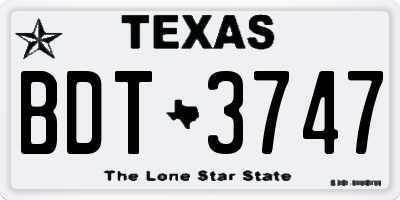 TX license plate BDT3747