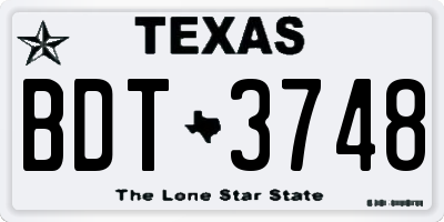 TX license plate BDT3748
