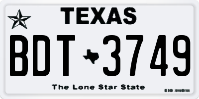 TX license plate BDT3749