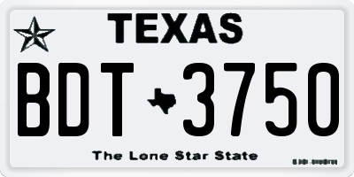 TX license plate BDT3750