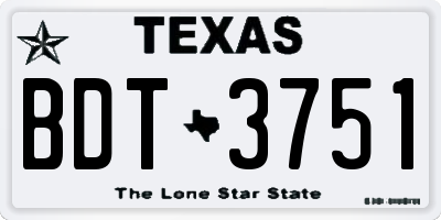 TX license plate BDT3751