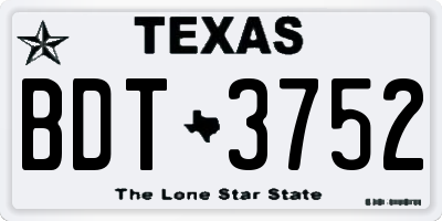 TX license plate BDT3752