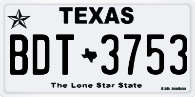 TX license plate BDT3753