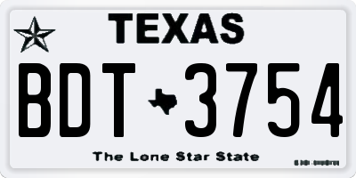 TX license plate BDT3754