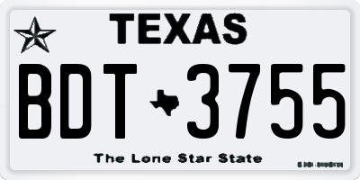 TX license plate BDT3755