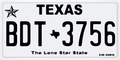 TX license plate BDT3756