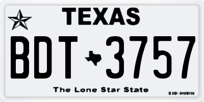 TX license plate BDT3757