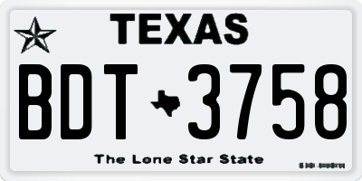 TX license plate BDT3758