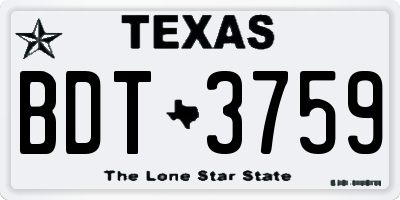 TX license plate BDT3759
