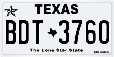 TX license plate BDT3760