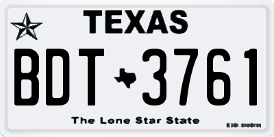TX license plate BDT3761