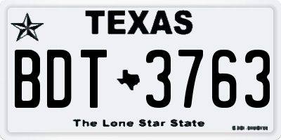 TX license plate BDT3763