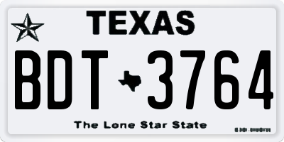 TX license plate BDT3764