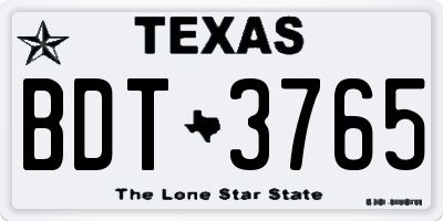 TX license plate BDT3765