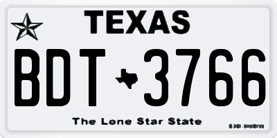 TX license plate BDT3766