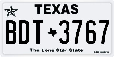 TX license plate BDT3767