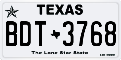 TX license plate BDT3768
