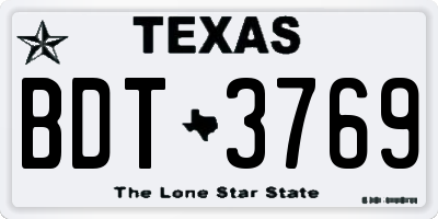 TX license plate BDT3769
