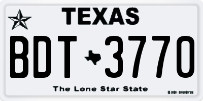 TX license plate BDT3770