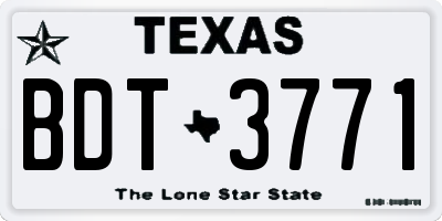 TX license plate BDT3771