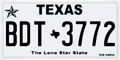 TX license plate BDT3772